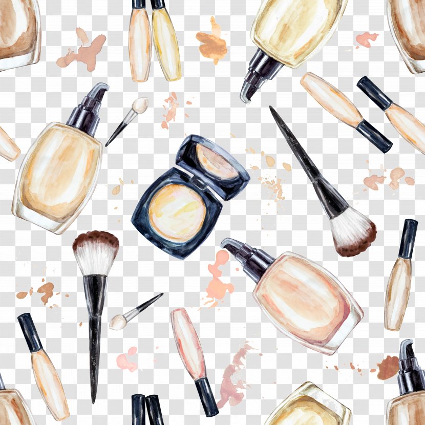 Cosmetics Foundation Makeup Brush Watercolor Painting - Creative Tools Transparent PNG