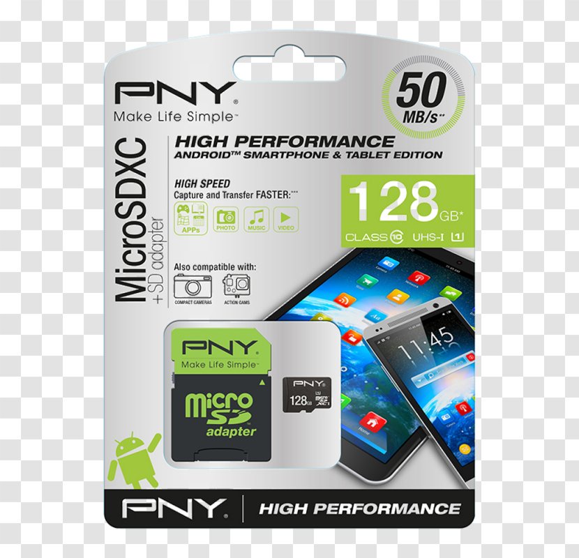 MicroSD Flash Memory Cards Secure Digital PNY Technologies SDXC - Electronics Accessory - Live Performance Transparent PNG