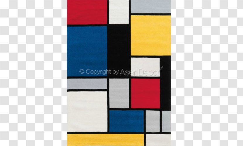 Carpet Painting Vloerkleed Composition C (No.III) With Red, Yellow And Blue Abstract Art - Piet Mondrian Transparent PNG