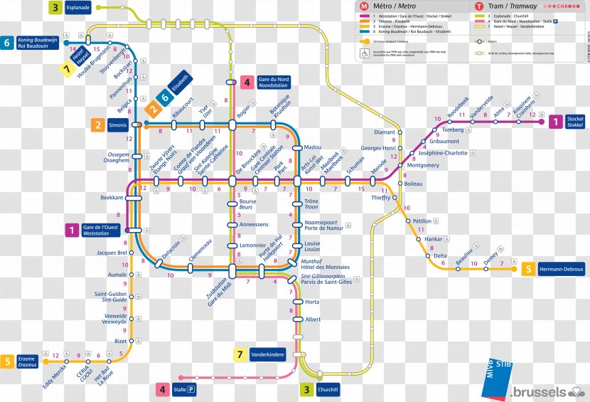 City Of Brussels Rapid Transit Bus Metro Intercommunal Transport Company - Map Transparent PNG