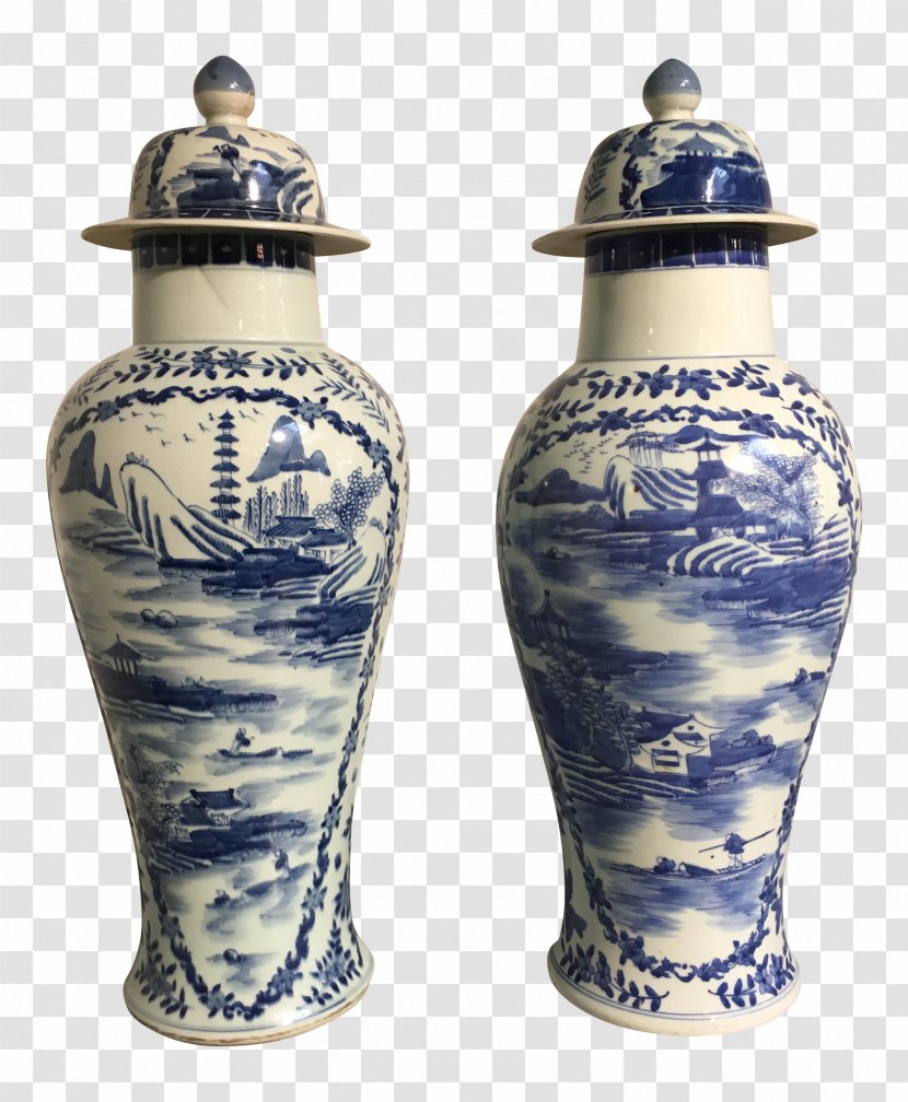 Vase Blue And White Pottery Ceramic Porcelain Transparent PNG
