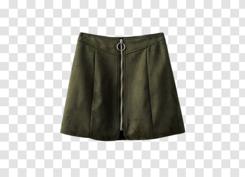 Miniskirt A-line Zipper Suede Transparent PNG