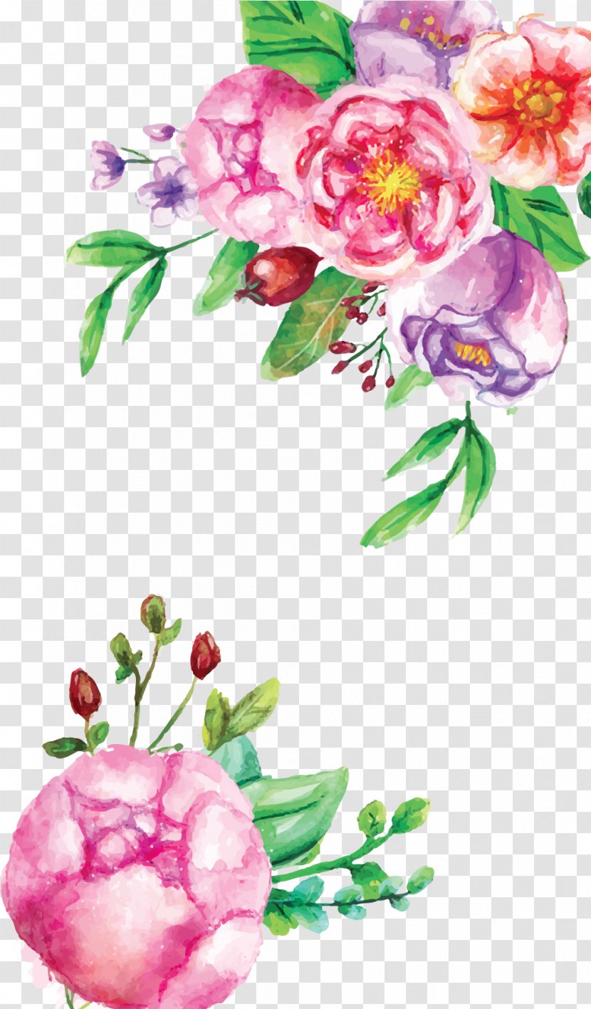 Watercolor Pink Flowers - Cut - Camellia Rosa Rubiginosa Transparent PNG