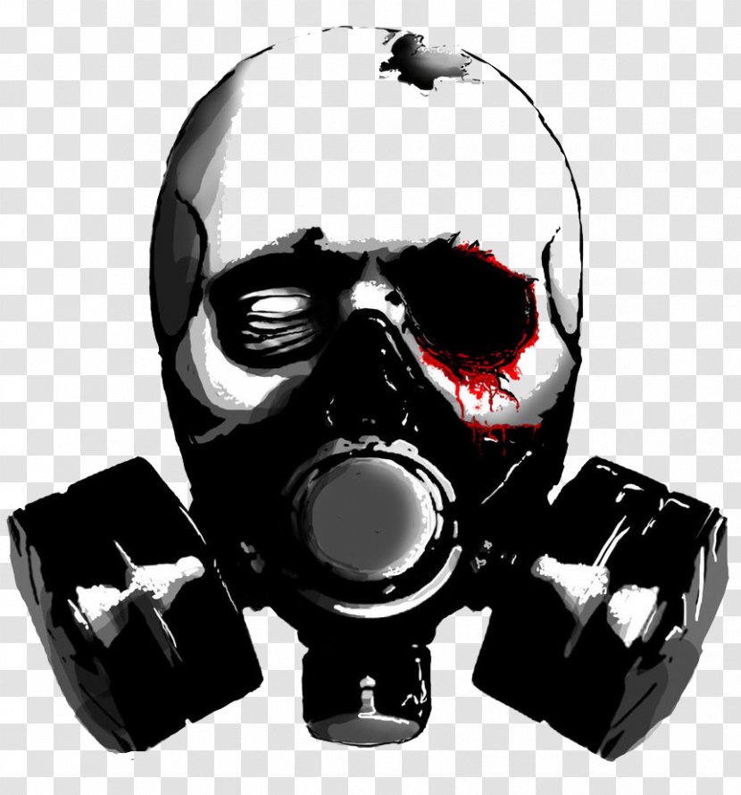 Stencil Gas Mask Skull Drawing - Pic Transparent PNG
