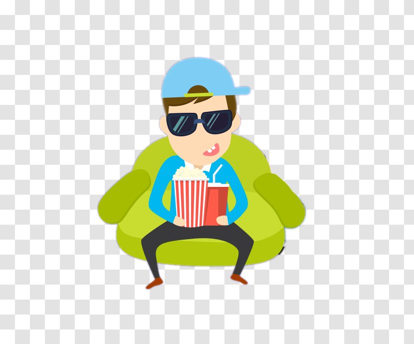 Popcorn Cartoon Film - Watercolor - H5 Creative Character Eating Transparent PNG