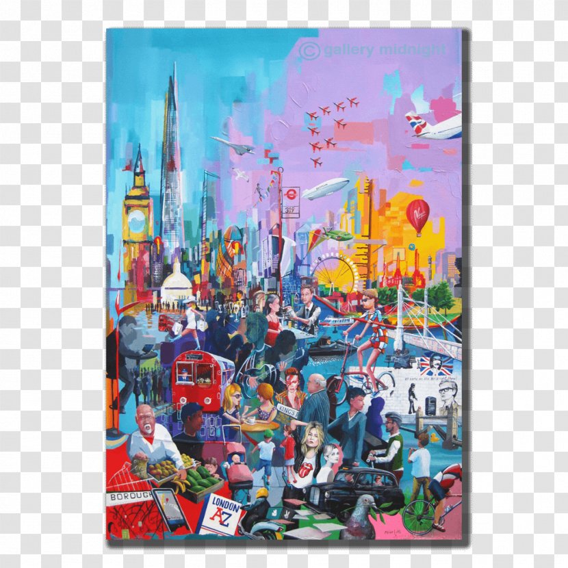 Modern Art Amusement Park Acrylic Paint Still Life - London Watercolor Transparent PNG