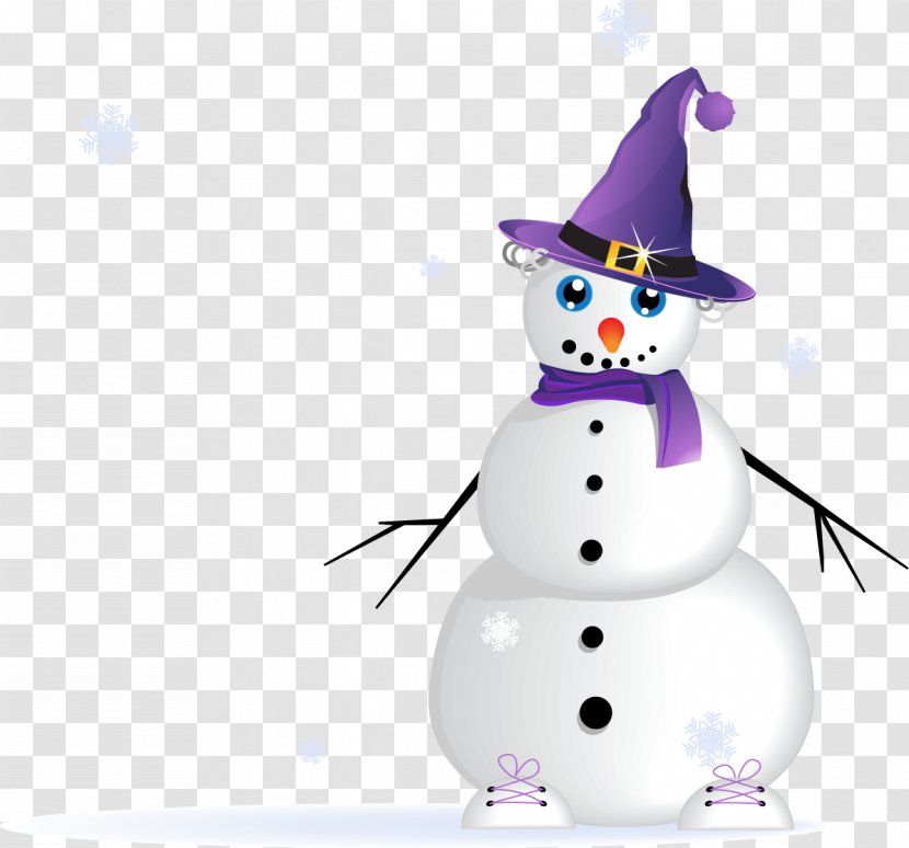 Snowman Christmas - Ornament - Purple Pointy Hat Creative Transparent PNG
