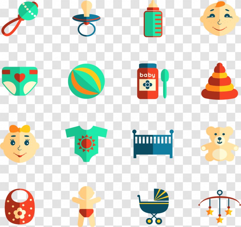 Infant Clip Art - Flat Design - Cute Newborn Toys Transparent PNG