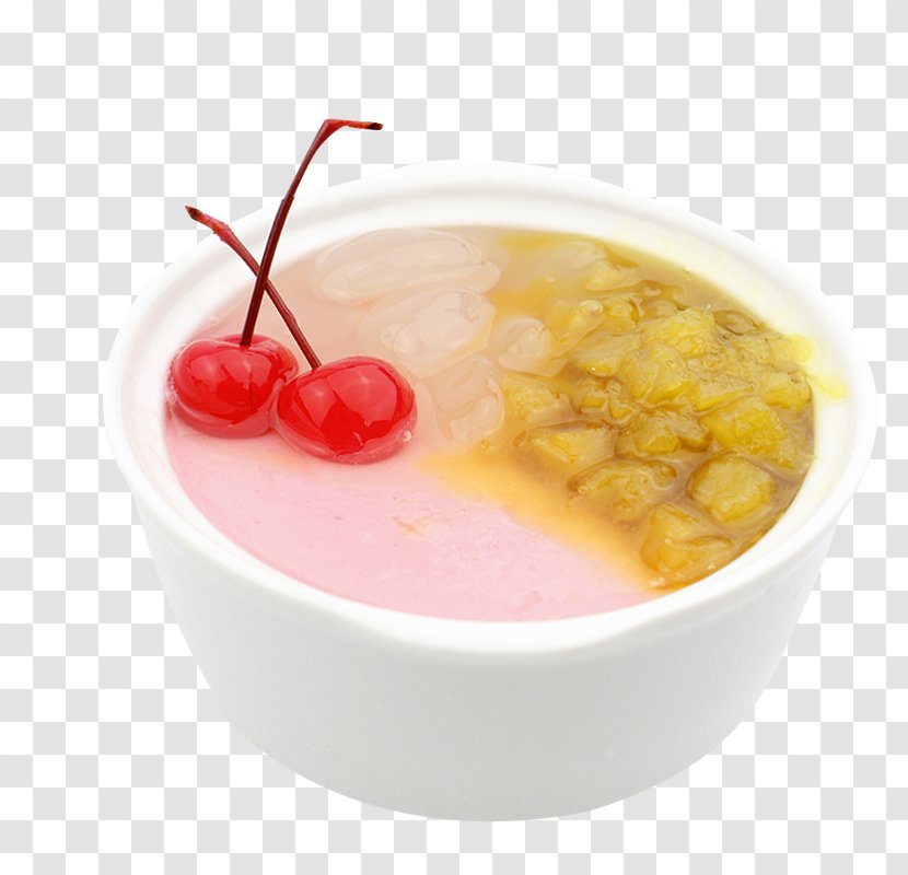 Double Skin Milk Frozen Dessert - Cherry Green Beans Shuangpinai Transparent PNG