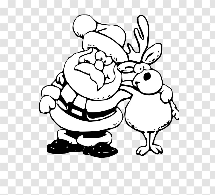 Rudolph GameStorm Paper Christmas Coloring Book - Artwork - Santa And Reindeer Clipart Transparent PNG