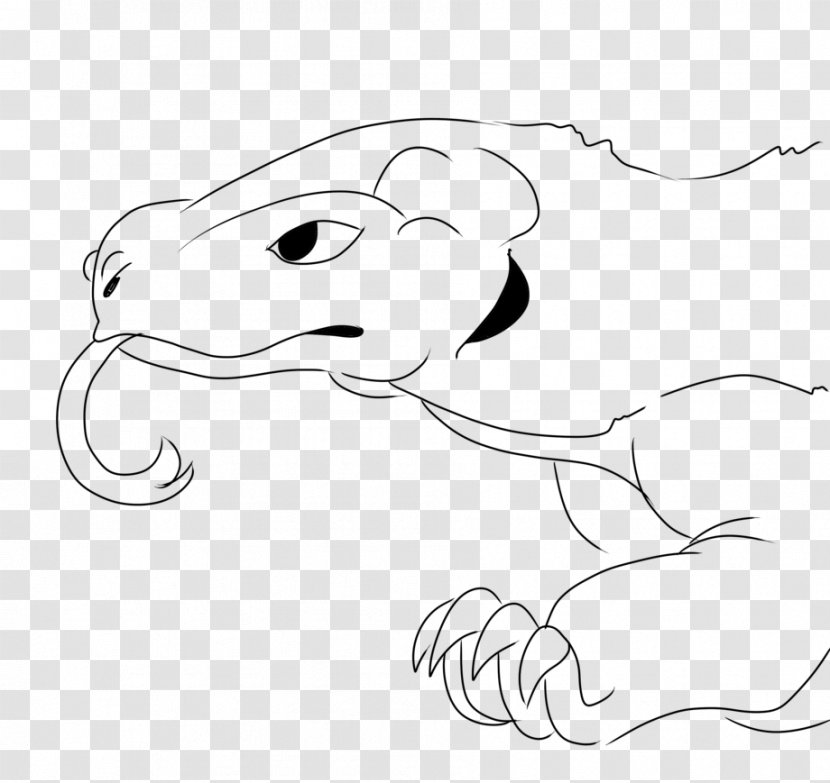 Drawing Line Art Black And White - Watercolor - Komodo Transparent PNG