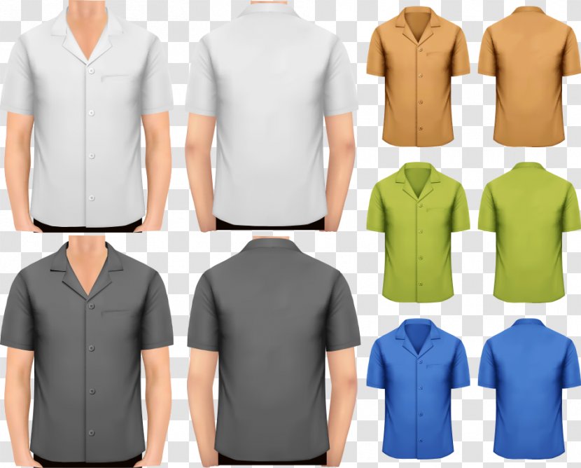T-shirt Clothing Workwear Stock Photography - Polo Shirt - Vector Button Short Sleeve Transparent PNG