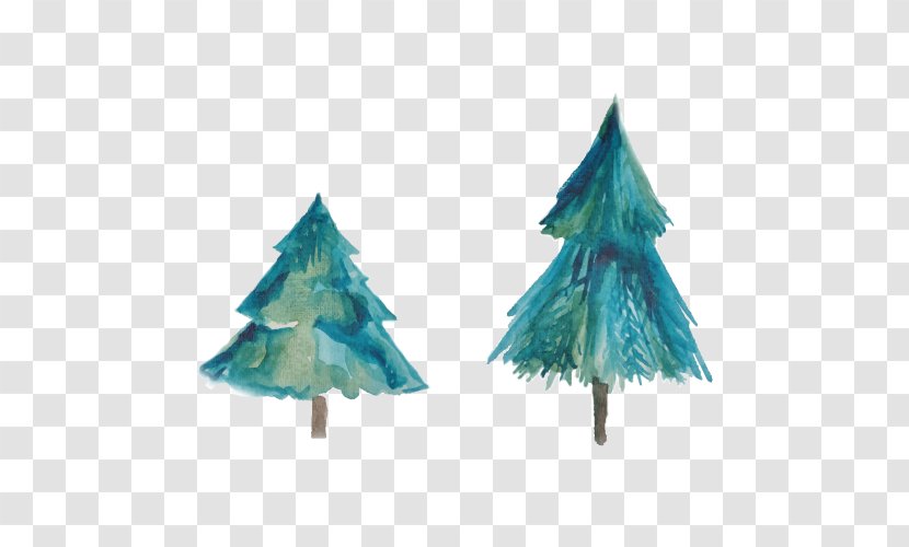 Christmas Tree Watercolor Painting - Ornament - Two Transparent PNG