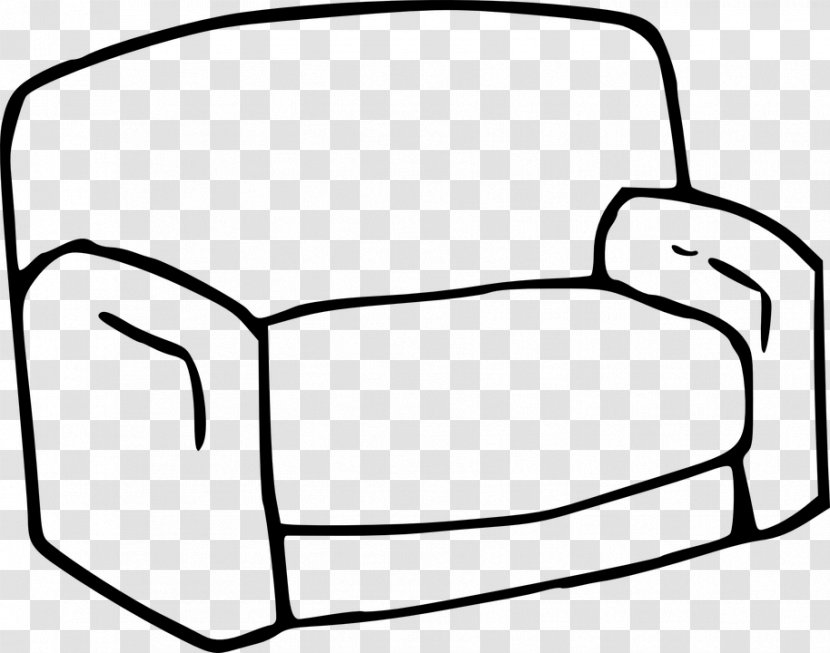 Couch Living Room Chair Clip Art - Black And White Transparent PNG