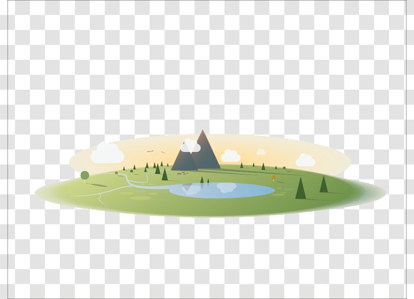 Drawing Cartoon Flat Design - Plain Mountains Vector Transparent PNG