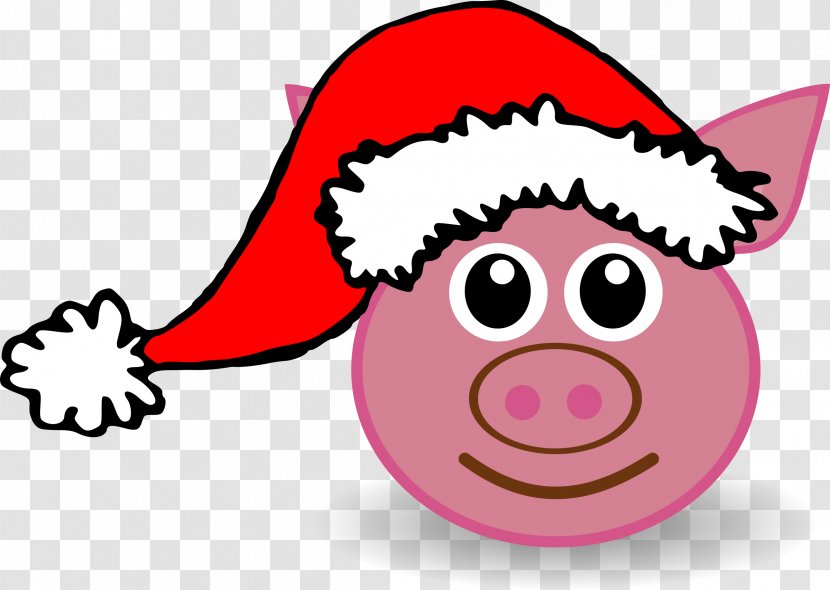 Pig Santa Claus Christmas Clip Art - Snout Transparent PNG