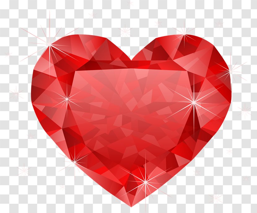 Red Diamond Heart Clip Art - Pink - Turquoise Transparent PNG