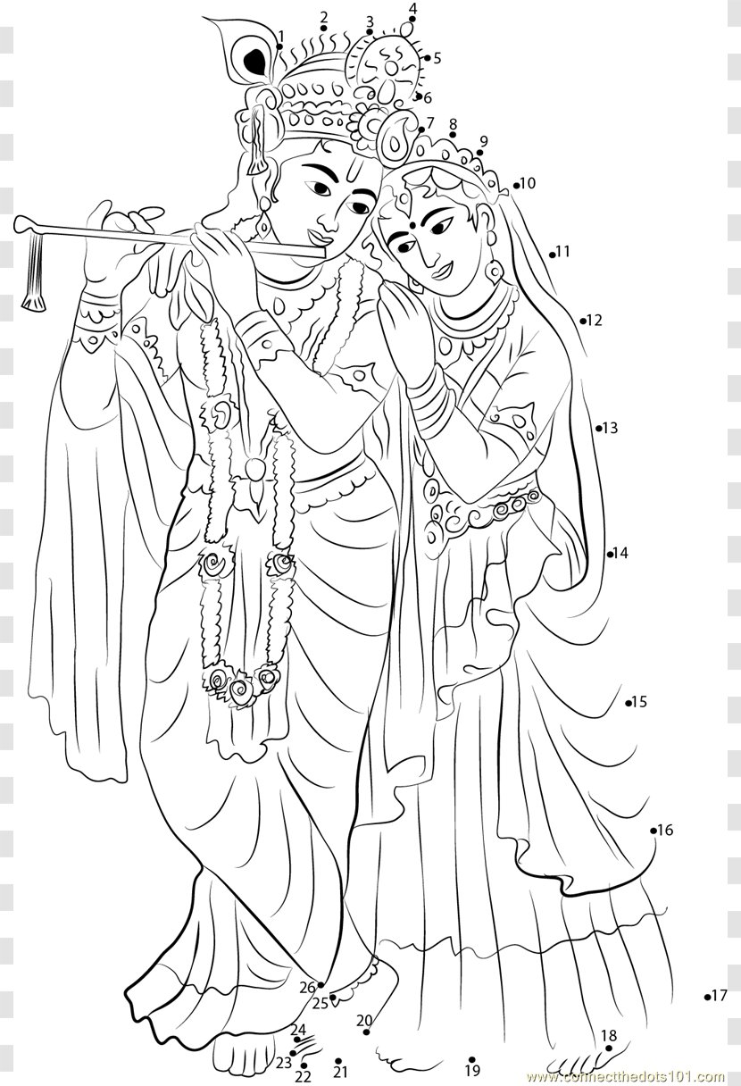 Krishna Janmashtami Radha Drawing - Frame - Lord Transparent PNG