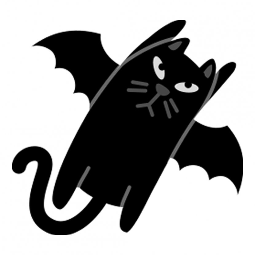 Cat Download Clip Art - Black And White - Bat Transparent PNG