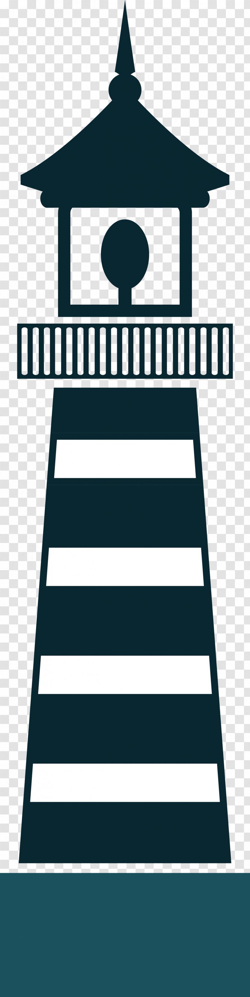 Silhouette Lighthouse - Black And White - Vector Transparent PNG