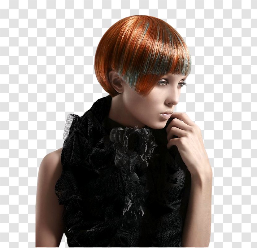 Bangs Hair Coloring Layered Woman Black - Blond Transparent PNG