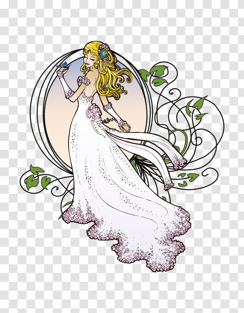 Art Nouveau Royalty-free Clip - Graceful Bride Transparent PNG