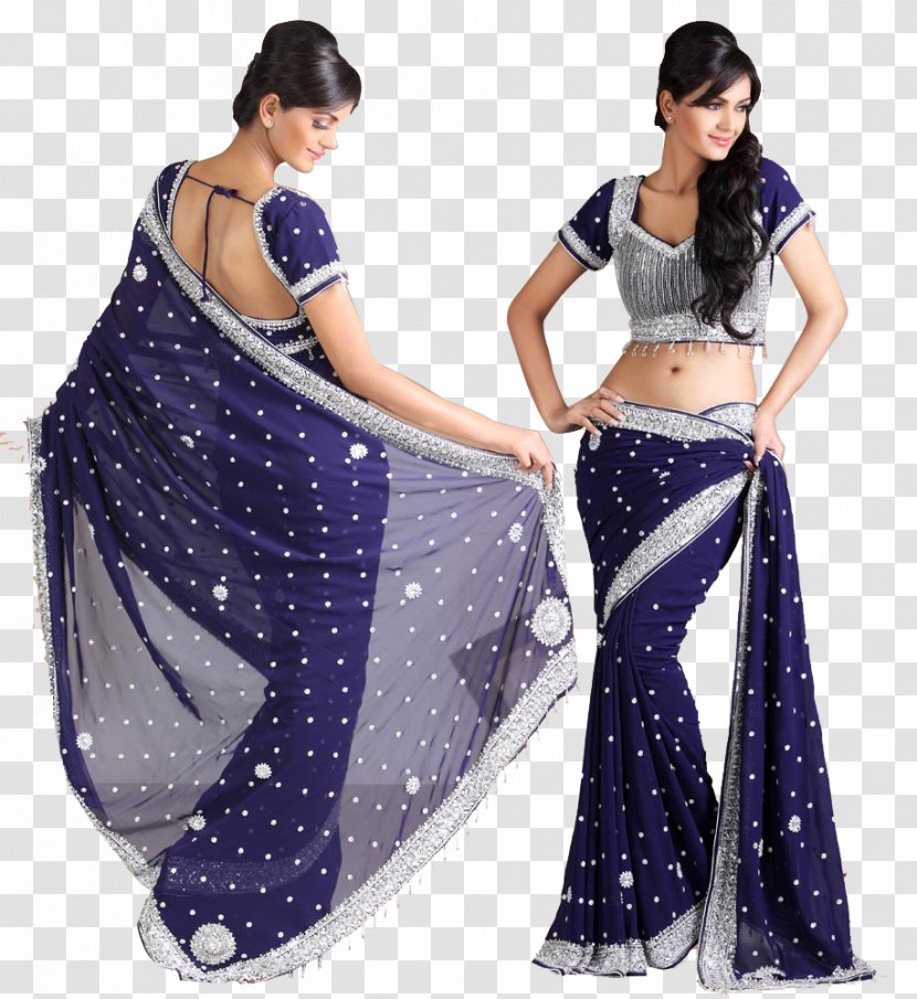 Wedding Sari Choli Dress Georgette - Violet Transparent PNG