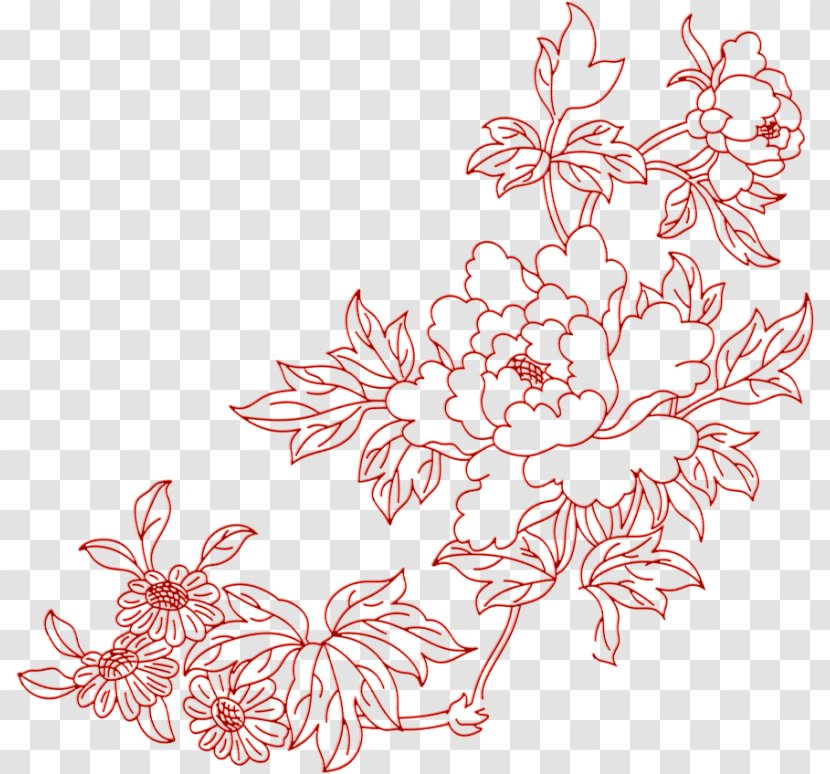 Moutan Peony Red Clip Art - Wall Sticker - Visual Arts Transparent PNG