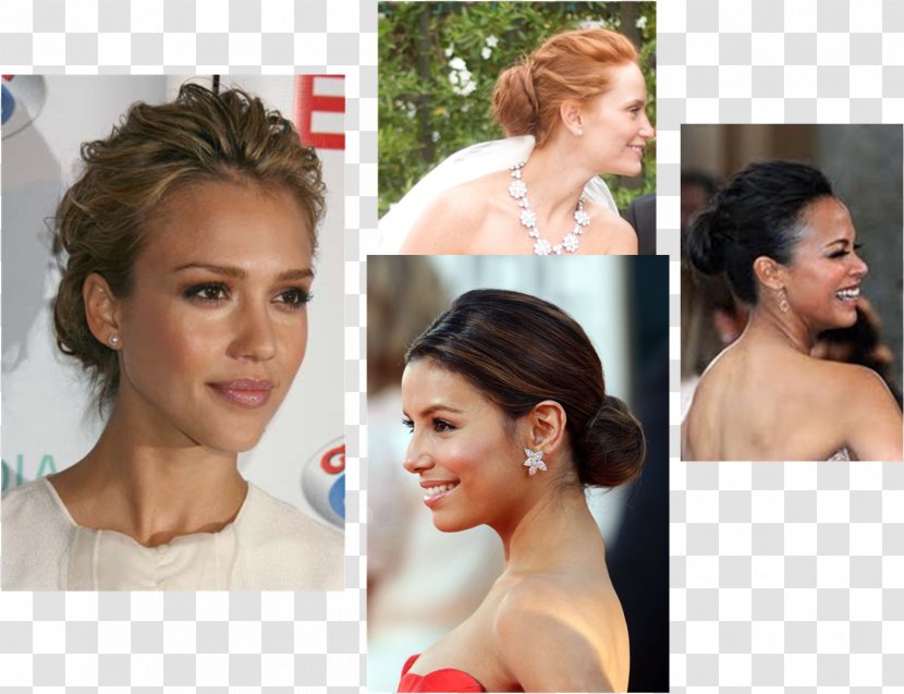 Jessica Alba Long Hair Chignon Updo Bun Transparent PNG