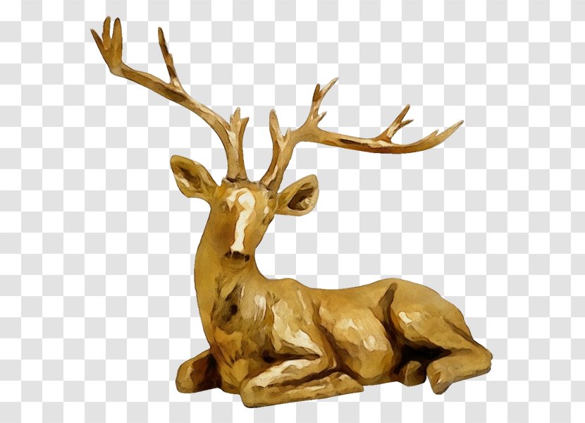Reindeer - Bronze Sculpture - Branch Figurine Transparent PNG