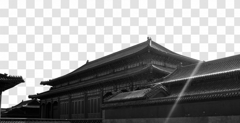 China Architecture Facade Chinoiserie Architectural Style - Monochrome Photography - Building Transparent PNG