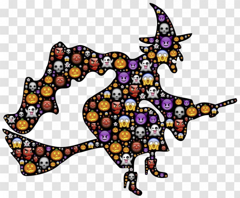 Halloween Black And White Clip Art - Witch Elements Transparent PNG