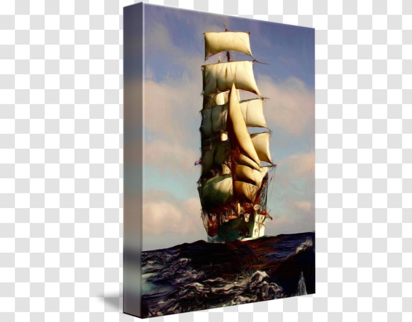 Tall Ship Oil Painting Full-rigged Clipper - Of The Line - Watercolor Transparent PNG