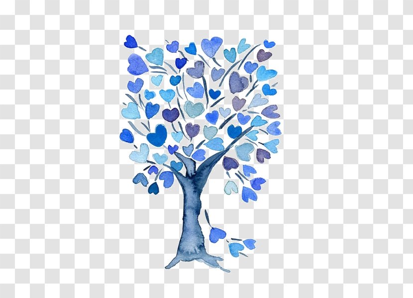 Clip Art Tree Watercolor Painting Blue Transparent PNG