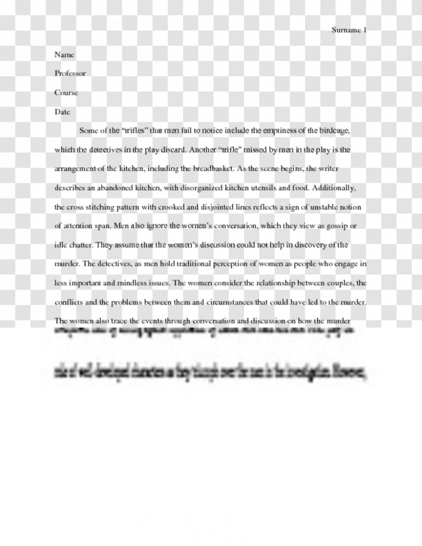 Trifles Essay Personal Statement Thesis School - Middle Transparent PNG