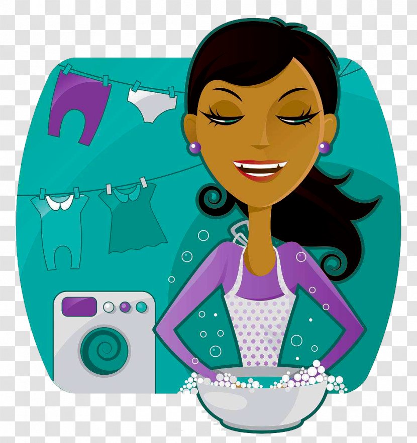 Laundry Washing Machine Illustration - Silhouette - Mum Is Happy To Wash Clothes Transparent PNG