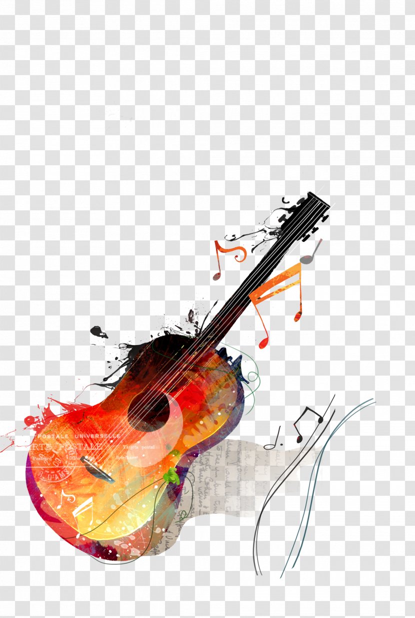 Watercolor Painting Guitar Drawing Canvas - Flower Transparent PNG