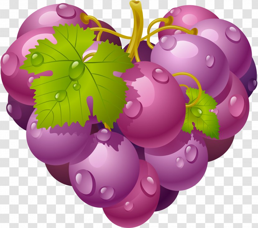 Grape Heart Fruit Berry - Leaves Transparent PNG