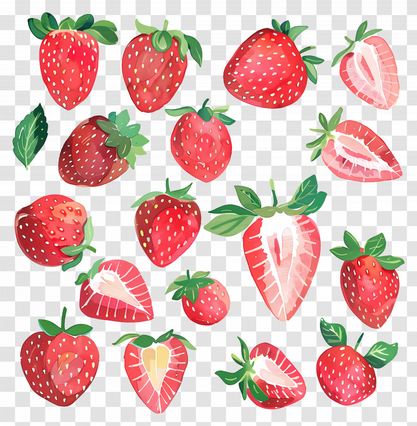 Strawberry - Red Strawberry Illustrations With Slices Transparent PNG