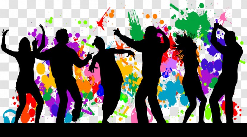 Dance Illustration - Happiness - Colorful Silhouette Figures Transparent PNG
