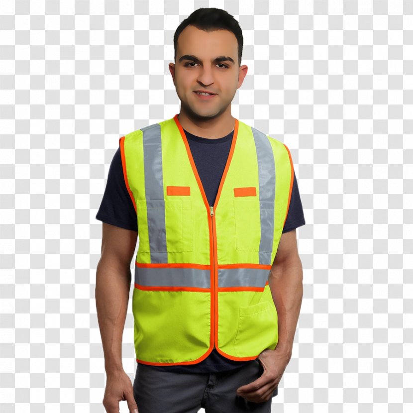 High-visibility Clothing T-shirt Gilets Safety - Zipper Transparent PNG