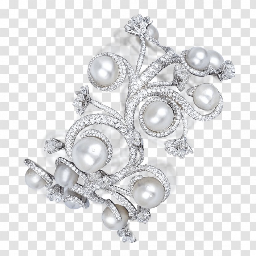 Pearl Earring Jewellery Diamond Brilliant - Silver - Garland Title Box Transparent PNG