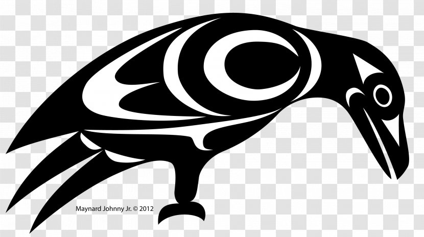 Black And White Crow Coast Salish Art Clip - Logo Transparent PNG