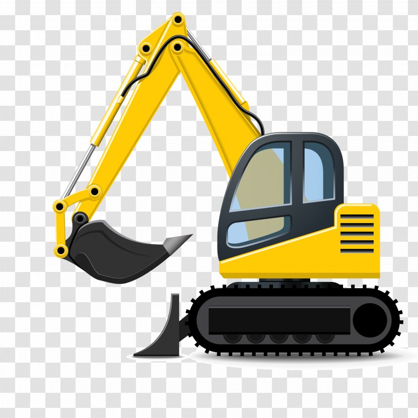 Excavator Heavy Equipment Backhoe Clip Art - Bucket - Vector Cartoon Transparent PNG