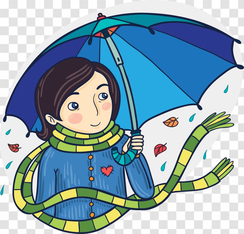 Umbrella Illustration - Flower - Blue Vector Transparent PNG