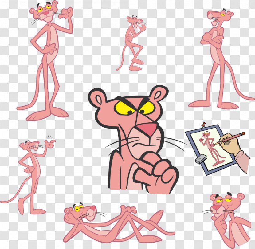 Cartoon The Pink Panther Inspector Clouseau - Watercolor - Sequence Vector Transparent PNG