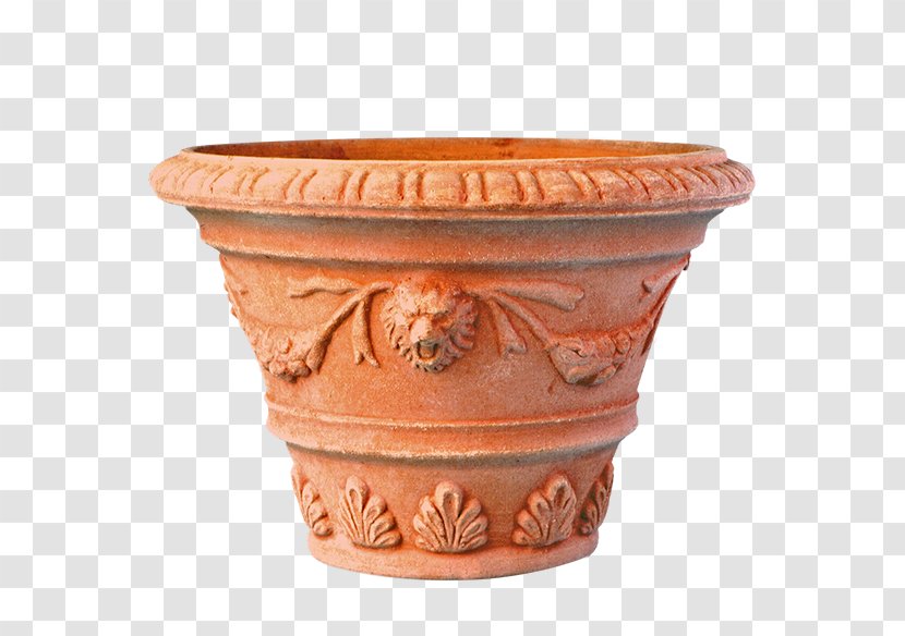 Impruneta Flowerpot Terracotta Ceramic Ornament - Artisan - Lion Head Transparent PNG