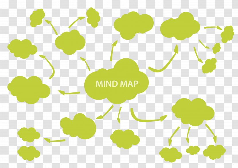 Mind Map Adobe Illustrator - Vector Yellow-green Cloud Shape Divergent Tree View Transparent PNG