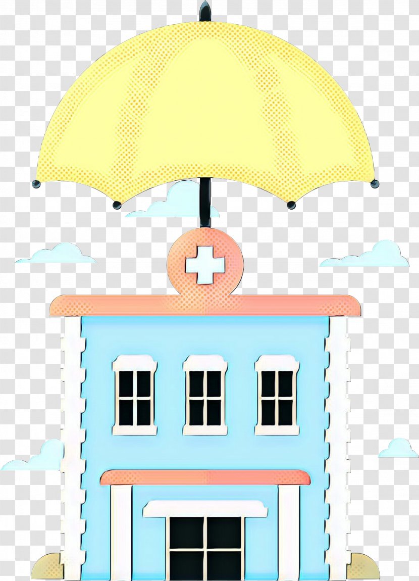 Umbrella Cartoon - Retro - Turquoise House Transparent PNG