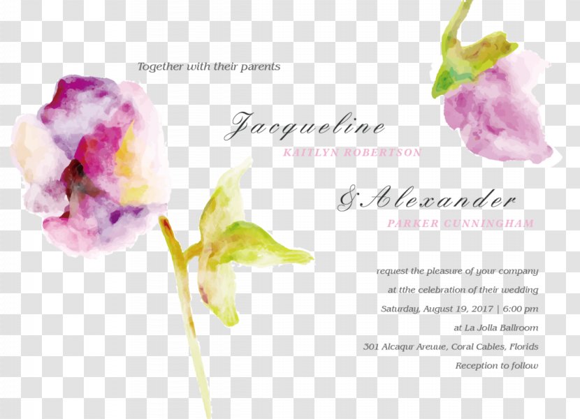 Rose Cut Flowers Wedding Invitation Floral Design - Pink M - Modern Transparent PNG